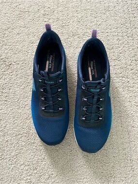 Skechers Women's Teal and Navy Slip-On Athletic Sneakers